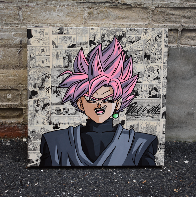 18x18" Oil & Acrylic Painting on Manga & Gallery 1.5 Canvas - Sith Lord Goku by THE JAHZ